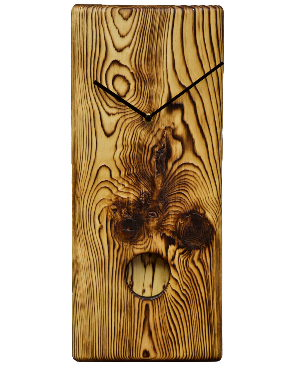 Shou Sugi Ban Wood Pendulum Clock Art - Georgie 0001 — Korzen Designs